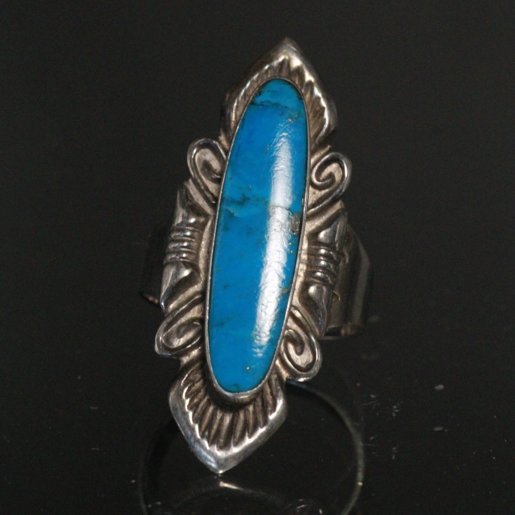 Sterling Silver Navajo Turquoise Elongated Ring